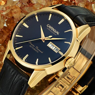 Carnival men watches automatic mechanical watch male fashion men's watch waterproof double belt table calendar