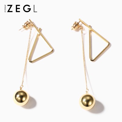 Contracted personality after geometric pendant eardrop chain earrings long ears Female personality pendant tide temperament earrings