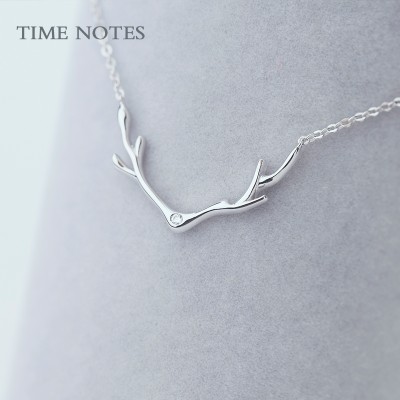Silver necklace female 925 deer horn collarbone chain lovely simple silver ornament Korea Christmas birthday gifts of jewelry
