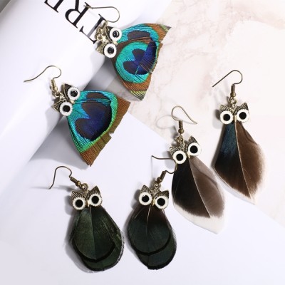 YiCai guardian elves peacock feather owl temperament fashion jewelry earring in the Korean version ear stud earrings earrings