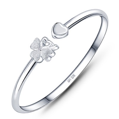 Maple love clover Silver Bracelet Sterling Silver Bracelet female to send his girlfriend the Qixi Festival gift 999 FINE SILVER BRACELET