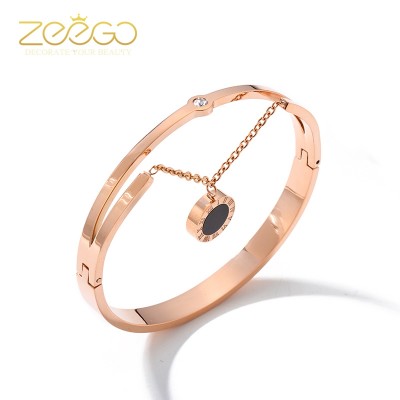 Japan and South Korea are plated 18K rose gold bracelet all-match Rome digital double female simple bracelet Jewelry