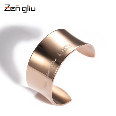 European and American fashion jewelry BRACELET LADIES classic 18K Rose Gold Plated smooth wide bracelet bracelet