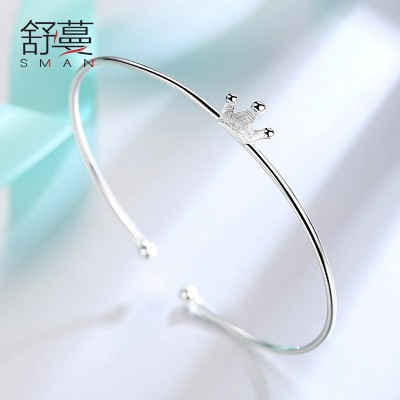 925 silver bracelet, sterling silver, new students, simple Korean version, personality, fashion, openings, fine crown Bracelet