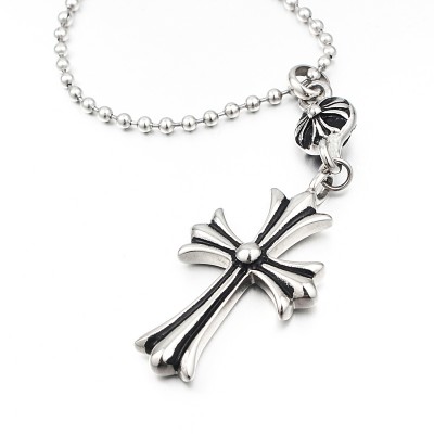 A couple of simple fashion retro Necklace punk Cross Pendant Necklace Titanium Men sweater chain