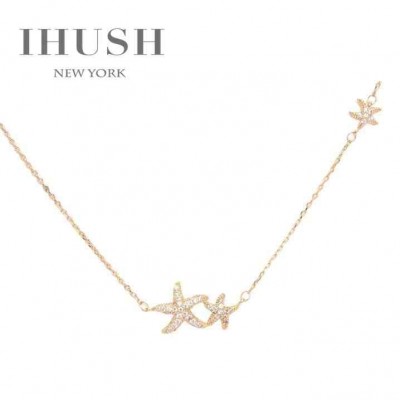 Pretty things Qiaoyu fashion personality all-match popular summer full diamond necklace starfish clavicle chain gold / Silver