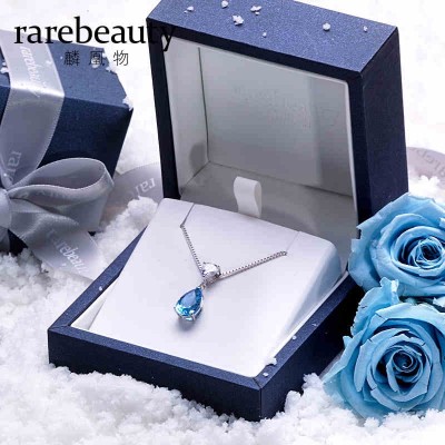 Rarebeauty natural Topaz Pendant Jewelry Silver Blue Crystal Necklace female 925 clavicle chain