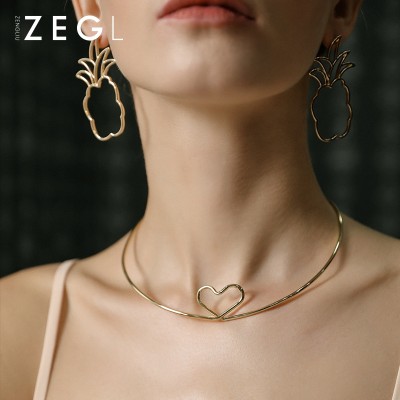 ZENGLIU Korea Harajuku collared female neck strap all-match Pendant Chain clavicle simple heart-shaped ornaments neck collar