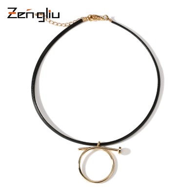 South Korea female short chain necklace with neck clavicle sweater chain necklace pendant jewelry neck all-match simple circle