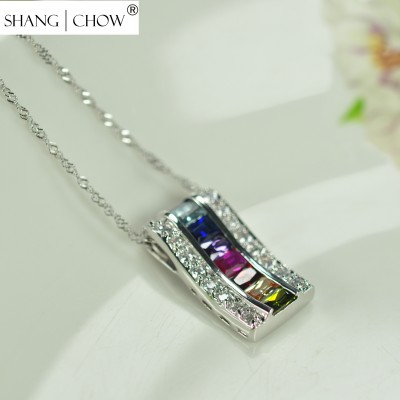 European and American fashion jewelry exaggerated colorful Zircon Pendant female birthday Valentine all-match Necklace