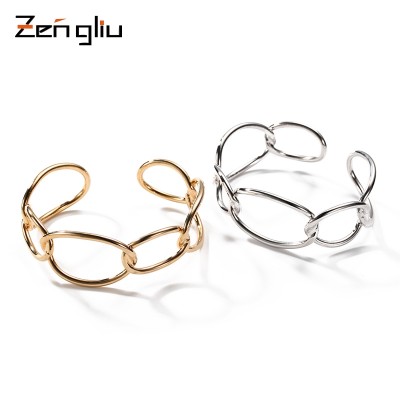 And the hollow opening plating color gold bracelet bracelet female Korean fashion trendsetter titanium jewelry simple
