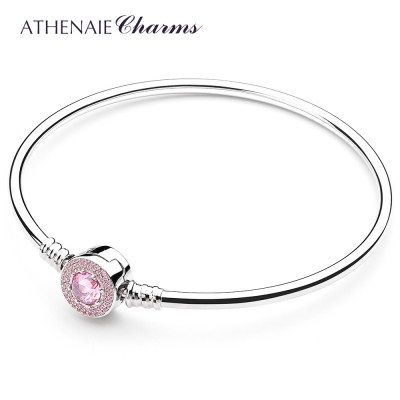 ATHENAIE925 Silver Pink artificial zircon latching foundation Bracelet