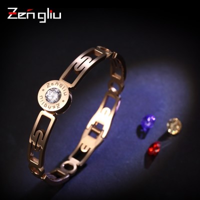 European fashion rose gold plated bracelet jewelry jewelry popular classic female hollow titanium bracelet, South Korea open