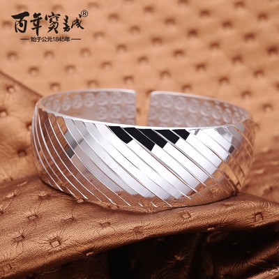 Silver Bracelet 999 Zuyin women wide Fashion Silver Sterling Silver Bracelet opening Silver Bracelet