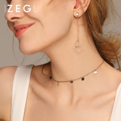 ZENGLIU Korea female short neck simple personality chain necklace with pendant dress all-match clavicle Jewelry Necklace