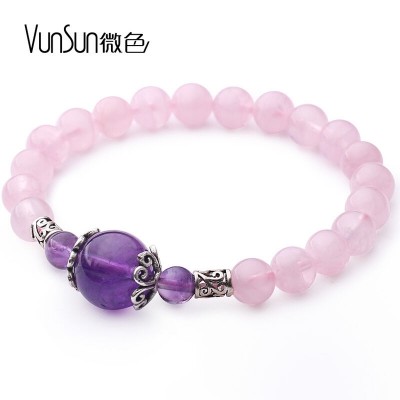 VunSun natural powder crystal bracelet female single ring twelve constellation powder bracelets simple crystal jewelry gift