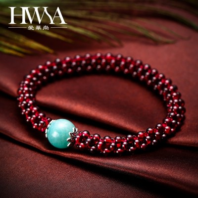 Natural garnet, south red, Tianhe stone, single lap, single ring bracelet, hand string, new product
