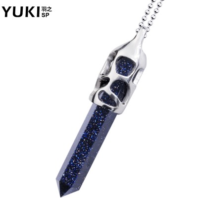 The man in Black Onyx titanium necklace non mainstream Korean fashion trendsetter female crystal original jewelry pendant