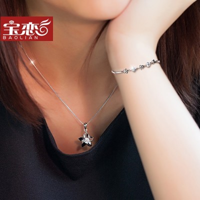 Bracelets, necklaces, suits, clavicle, 925 silver, Japan and Korea female jewelry, clavicle, Japan and South Korea, girlfriend, birthday gift
