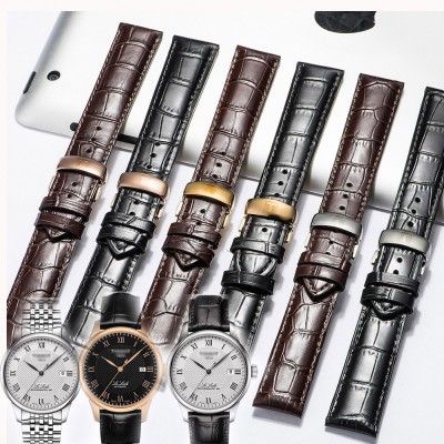 Watch strap with Tissot T41 watch with Leather Watchband Rock Carson 19MM butterfly Leather Watchband