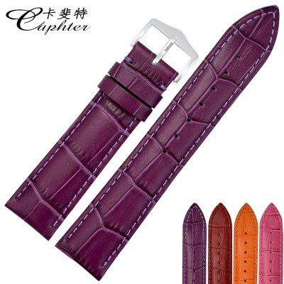 Watch with 20MM leather Leather Watchband 18MM Leather Bracelet female red purple 14 watches accessories 16