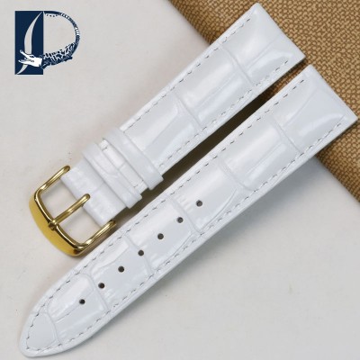 Soft head layer Cowhide Leather Watchband lady white light | red 18