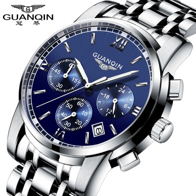 Crown jean Men's watch quartz fine steel belt man noctilucent waterproof wrist watch multi-function timing male fashion watch