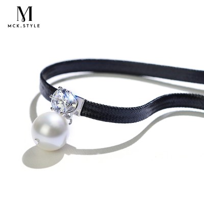 Pearl chain short neck clavicle female simple black neck collar Korean jewelry necklace trendsetter personality soft sister
