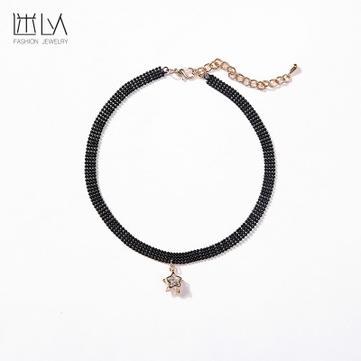The hollow short necklace necklace pendant chain simple black collar clavicle Star Jewelry