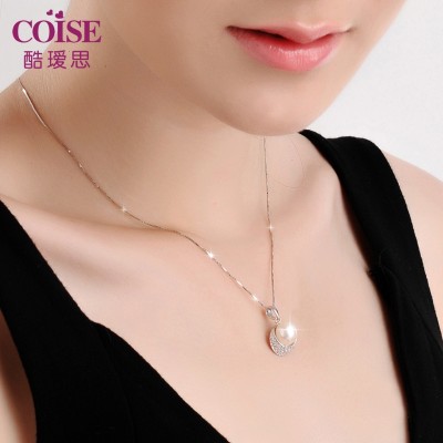 AI think cool 925 silver female short chain clavicle pendant Pearl Necklace Gift for mother's Day