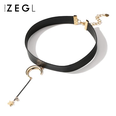 Simple neck jewelry neck strap short chain all-match clavicle female Moon Pendant Necklace