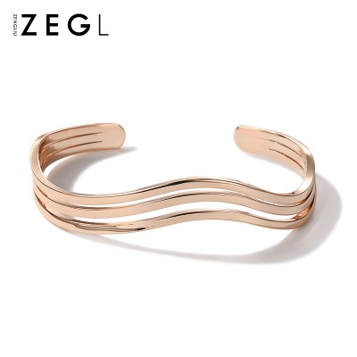 ZENGLIU Korean version of simple opening bracelet, female plated 18K rose, gold bracelet, Korean personality lovers jewelry