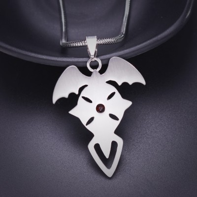 Romantic domineering trend of men's titanium Cross Pendant Necklace bat wings personality jadoku chain accessories