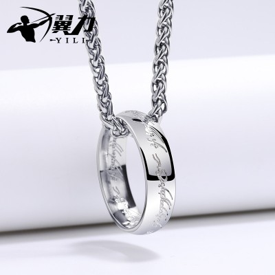 Wing force retro 3D rings titanium necklace pendant ring men couple trend of Korean boy lovers