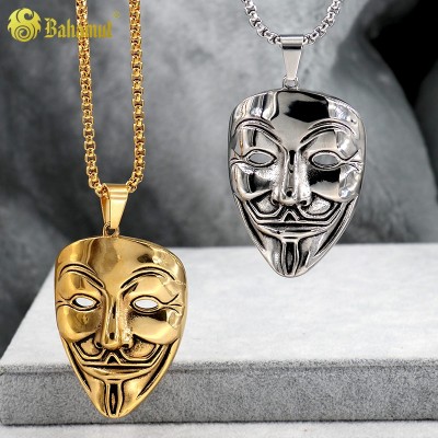 Personality of hip-hop tide brand accessories V for Vendetta mask man jewelry pendant Pendant Necklace in Europe