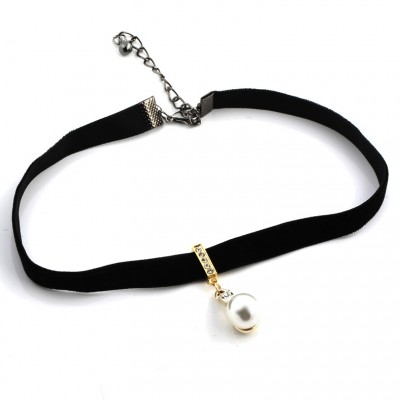 Retro flannel short chain necklace pendant collar neck strap Harajuku collar female black lace neck chain accessories