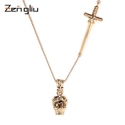 All-match personality sweater chain female Skull Pendant Chain accessories exaggerated tide clothing accessories Long Necklace Pendant clavicle