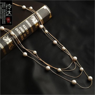 Our fresh multilayer imitation pearl sweater chain fashion ladies temperament long necklace of multilayer actress