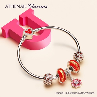 ATHENAIE pomegranate pink, horse eye zircon, 925 silver beads, bracelet with foundation bracelet bracelet, lovers, female models