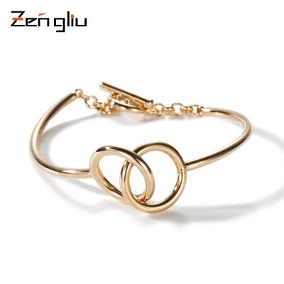 Europe and the United States personality Circle Bracelet female gold bracelet ring plated color Japan Korea jewelry lovers simple trendsetter