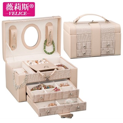 Jewelry box Princess European style Korean simple Stud Earrings Ring Box hand jewelry case box wedding gift
