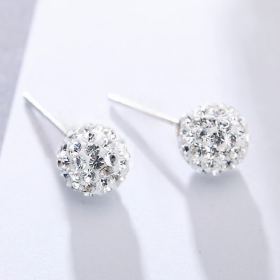 Han edition s925 pure silver ball joker stud earrings Female temperament South Korea contracted earrings stud earrings allergy earrings