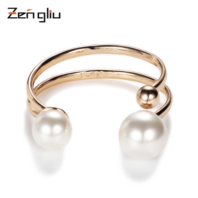 Korean imitation pearl bracelet bracelet opening female golden plated 18K simple fashion trendsetter jewelry lovers