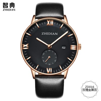 ZhiDian counters men watch men's watch waterproof leisure fashion wrist watch students really belt quartz movement