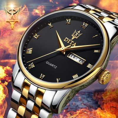Waterproof watch men's watch fashion leisure leather fine steel belt ultra-thin army men wrist students quartz watch