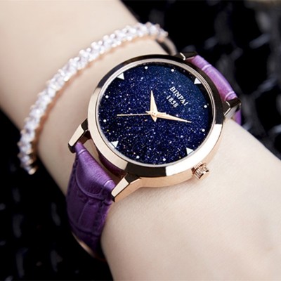 Bing sent ms bright star rose Jin Zhen belt watch fashion female female watch waterproof quartz watch
