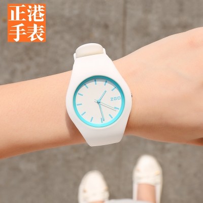 Is Hong Kong watch han edition contracted tide high school female students male noctilucent waterproof adolescent girls silica quartz watch