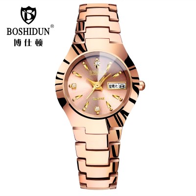 Bo shi, tungsten steel watch women watch fashion quartz watch waterproof ms han edition contracted new watch