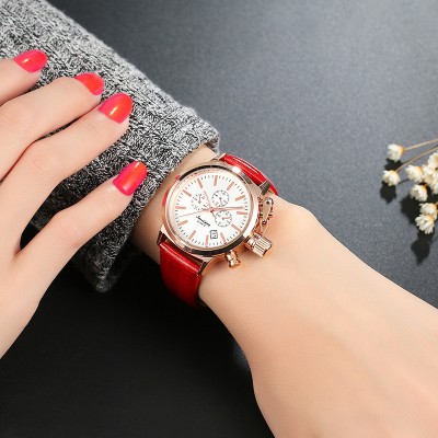 Leather fashion quartz watch big dial with Ms. Han edition waterproof watch South Korea fashion female skin