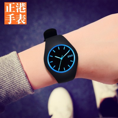 Zgo Authentic watches han edition contracted tide high school female students male noctilucent waterproof adolescent girls silica quartz watch